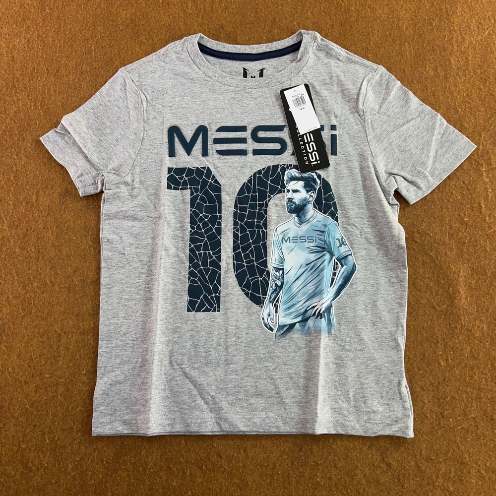 Old Navy Boys M 8 Gray Lionel Messi 10 Soccer Graphic T-Shirt NWT
